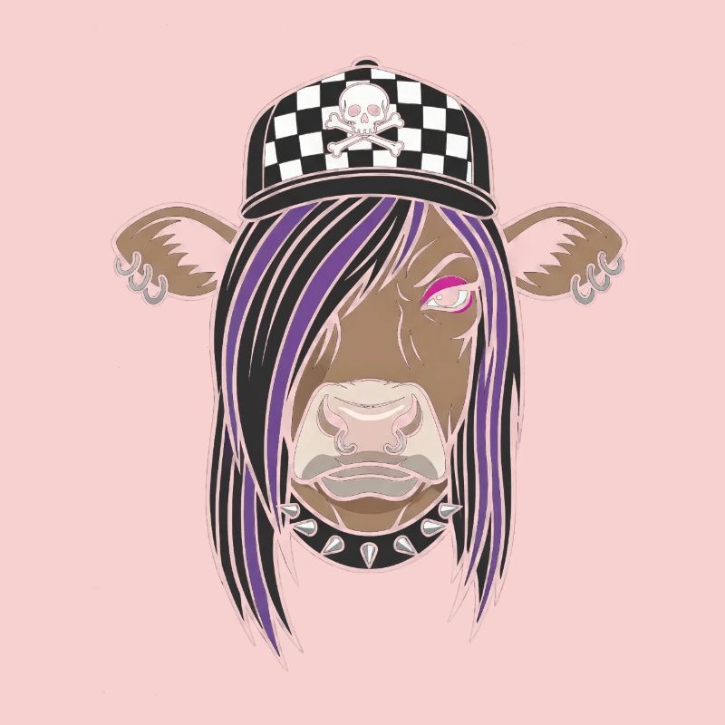 Punk Cow with Checker Cap