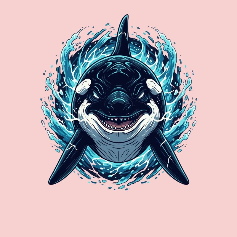 Orca im Blitz – Ocean Orca Illustration