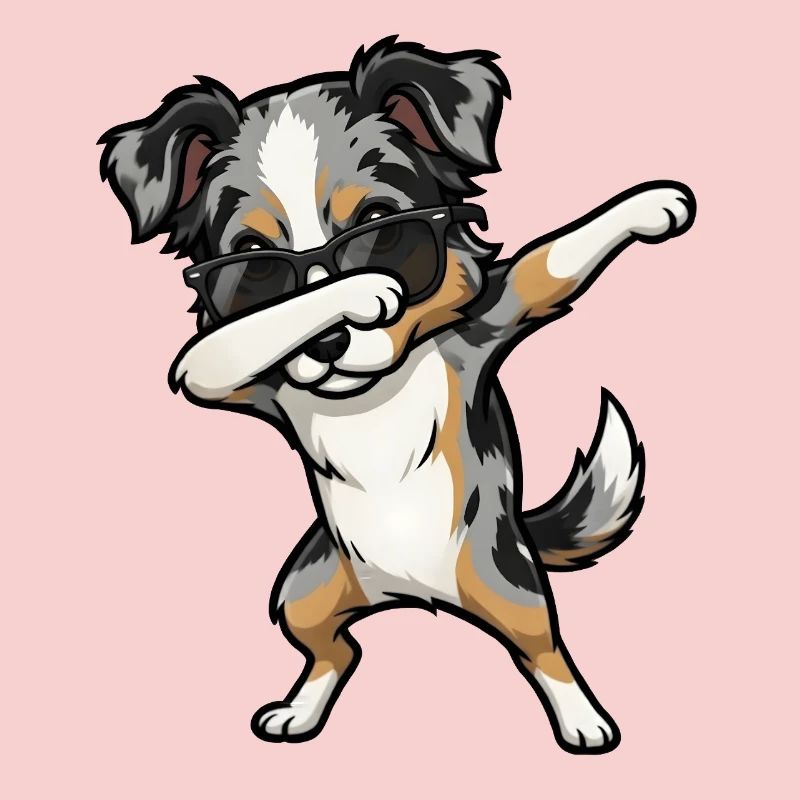 Dabbing Australian Shepherd