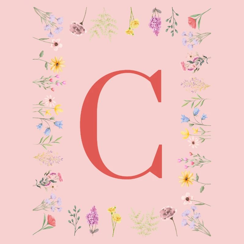 Florale Initialen "C", Buchstaben Monogramm 