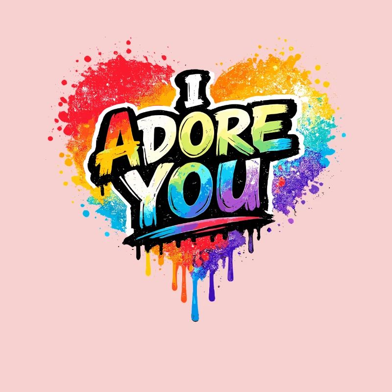 Message d’amour coloré Je t’adore Graffiti