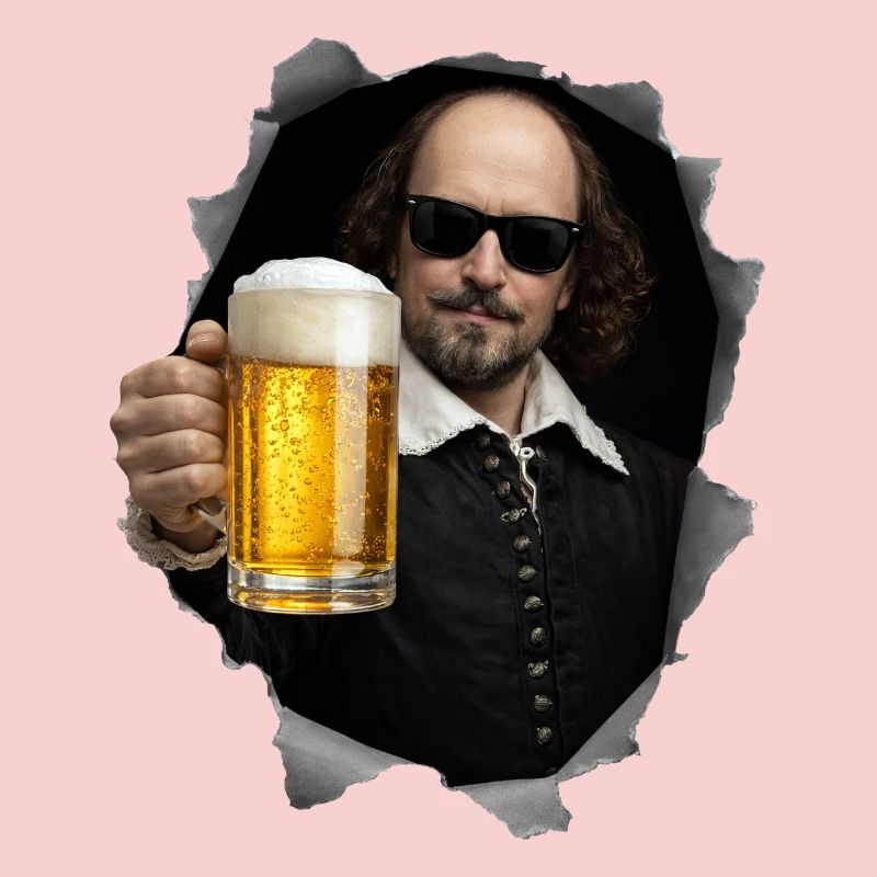 William-Shakespeare avec de la bière