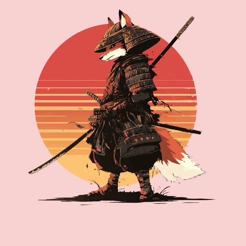 Le renard samouraï au coucher du soleil