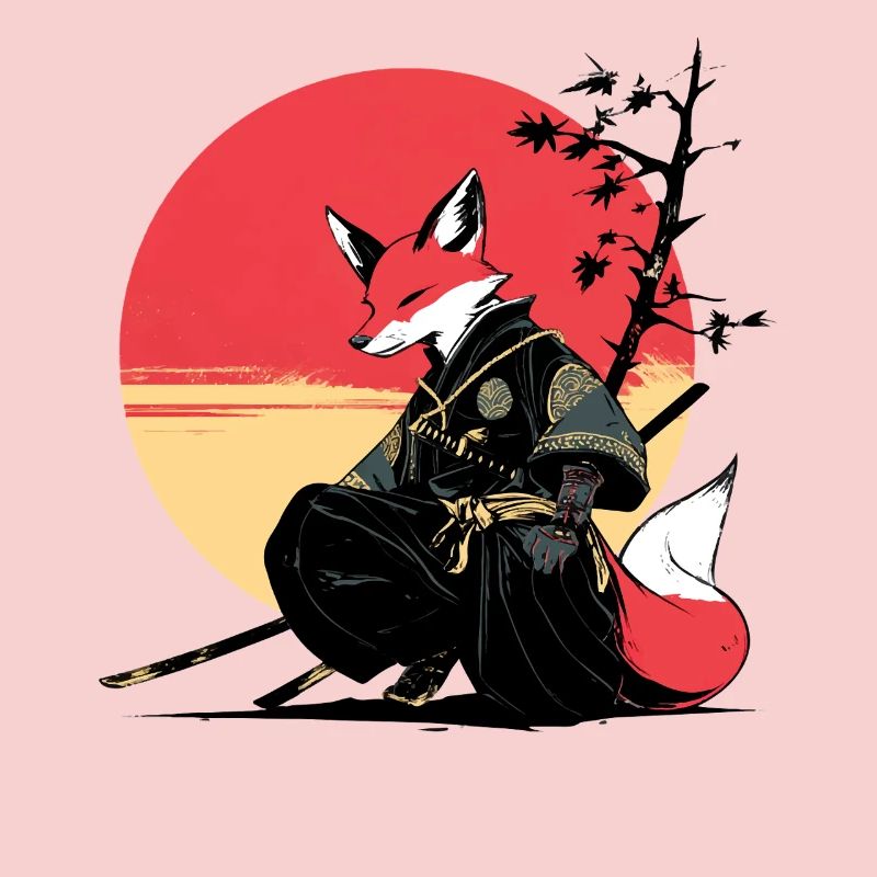 Fox Samurai au coucher du soleil