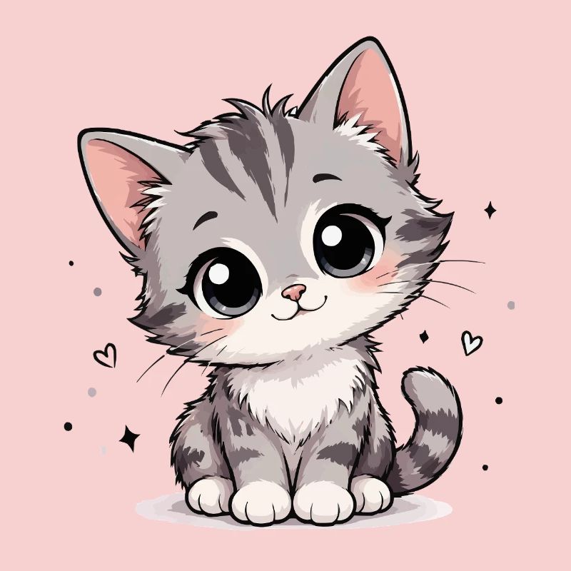 Dessin animé mignon du chaton gris