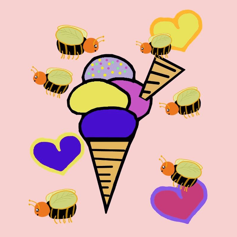 Retro Eis Eiskrem Eiscreme Bienen