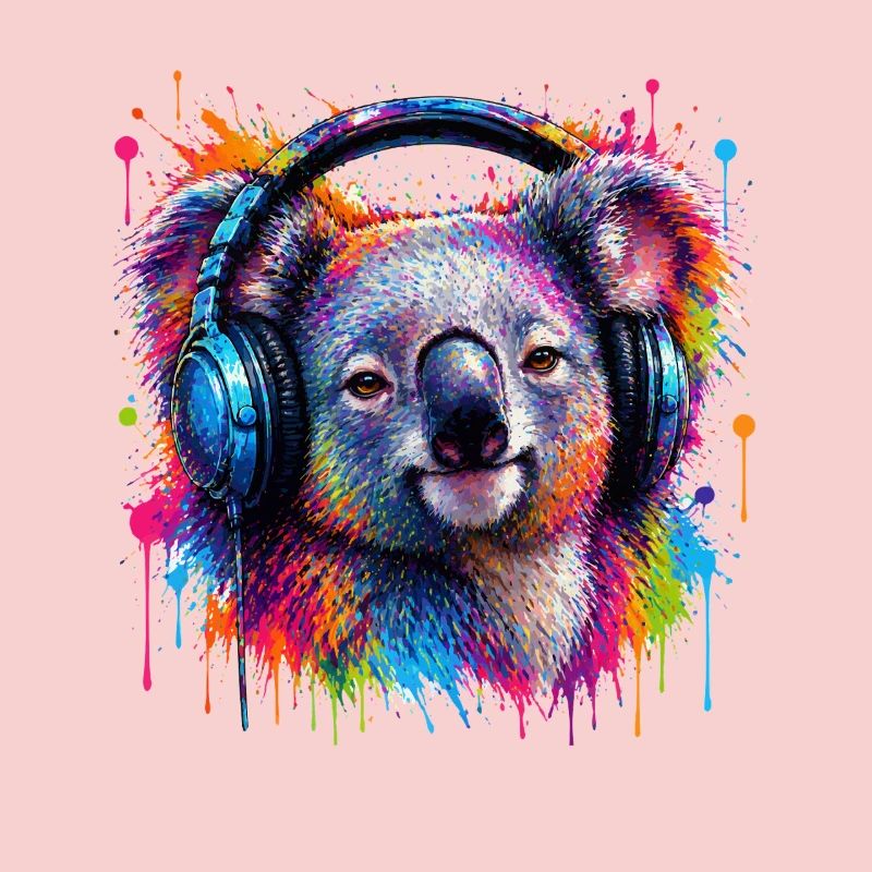 Kaleidoskop-Koala mit Kopfhörern
