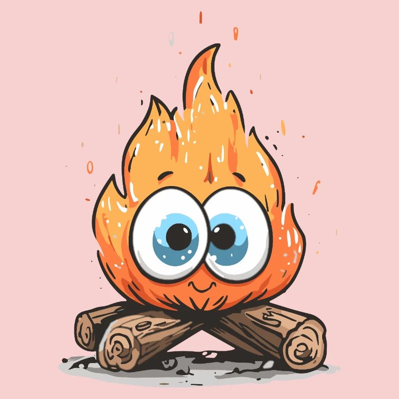 Lagerfeuerflamme mit Kulleraugen