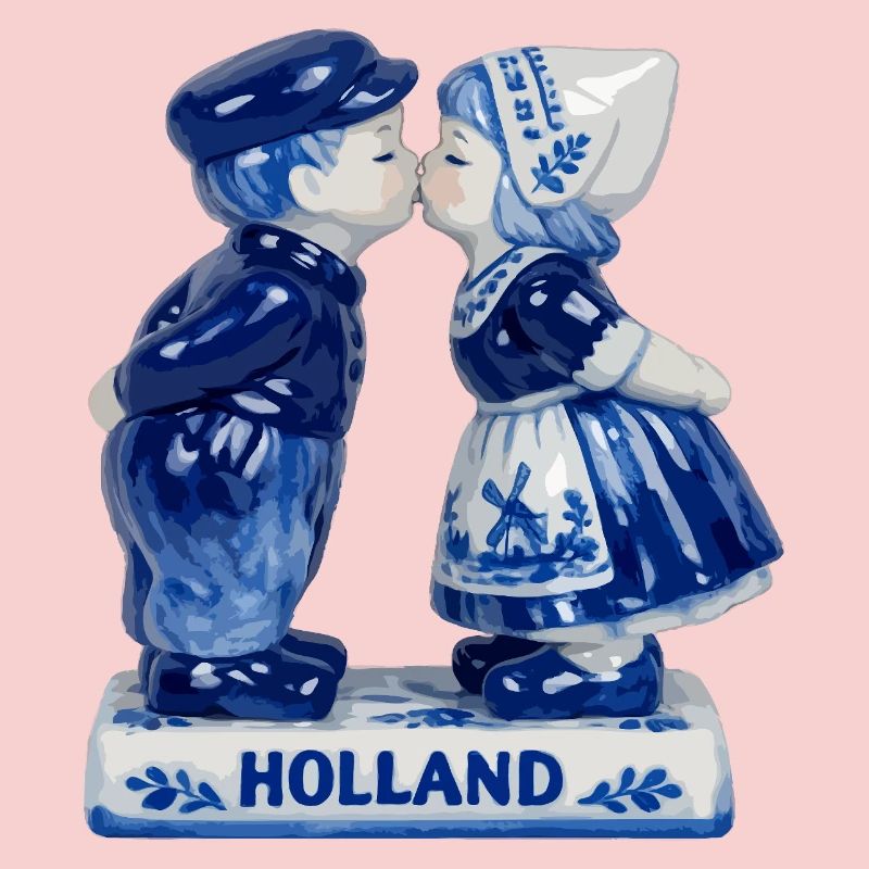 Couple du baiser de Delft Blue