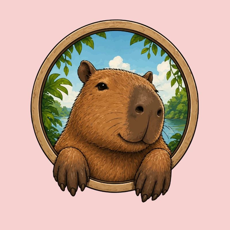 Cuddly capybara in frame