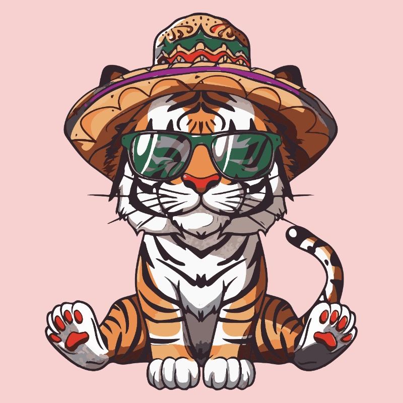 Tiger Comic Funny Sombrero