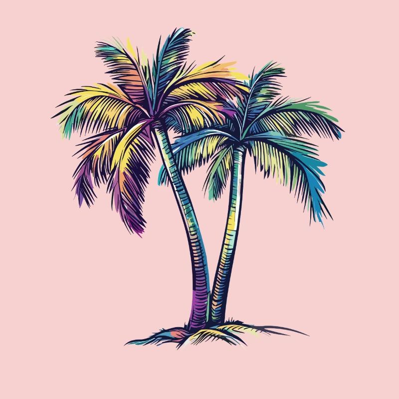 Rainbow Palm Trees Tropical Dream