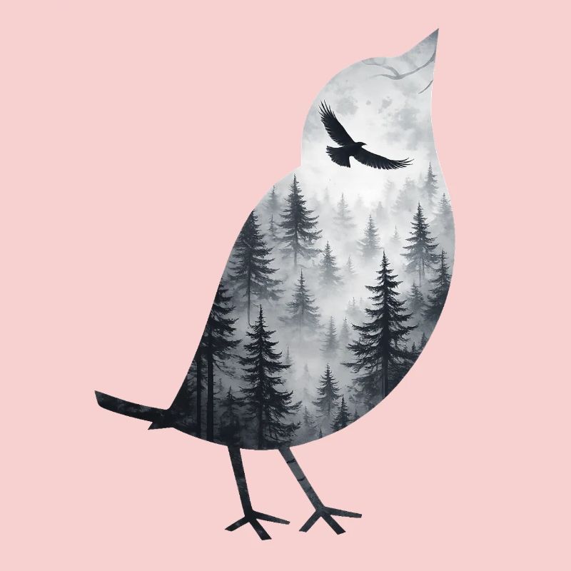 Oiseau dans la brume de la forêt