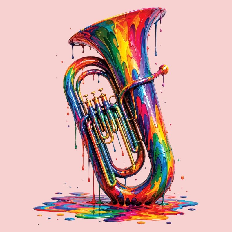 Tuba with dripping paint