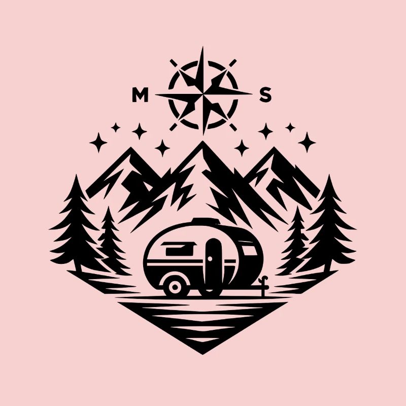 Camping Compass Mountains