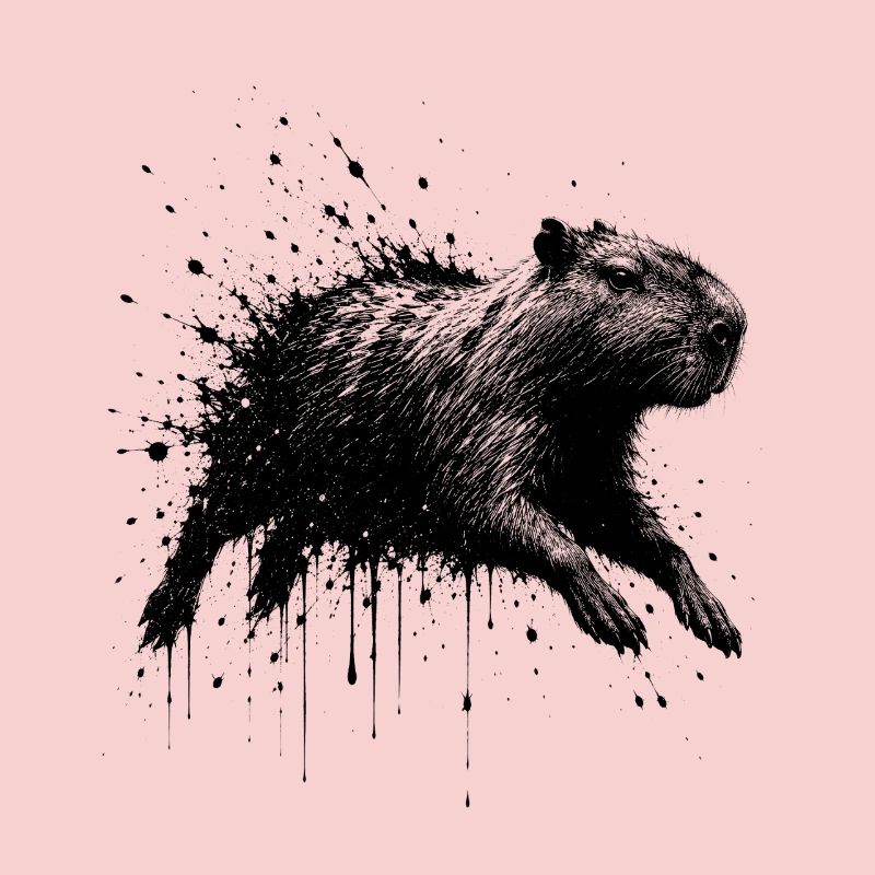 Capybara Splatter Illustration