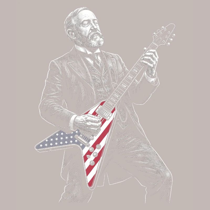 Benjamin Harrison Guitar Hero with Flag