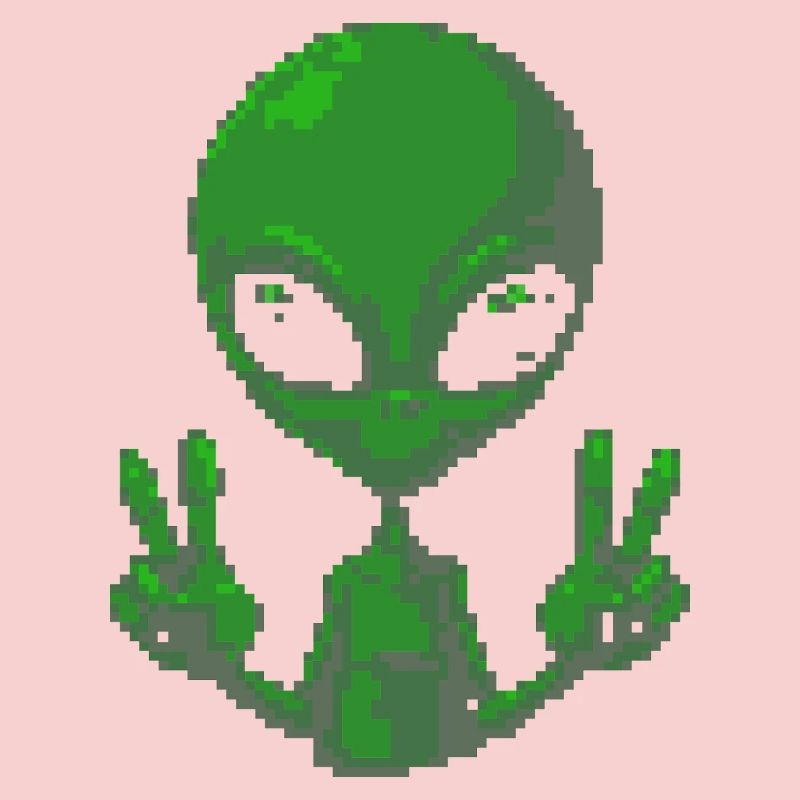 Pixel Alien Peace Sign Tee