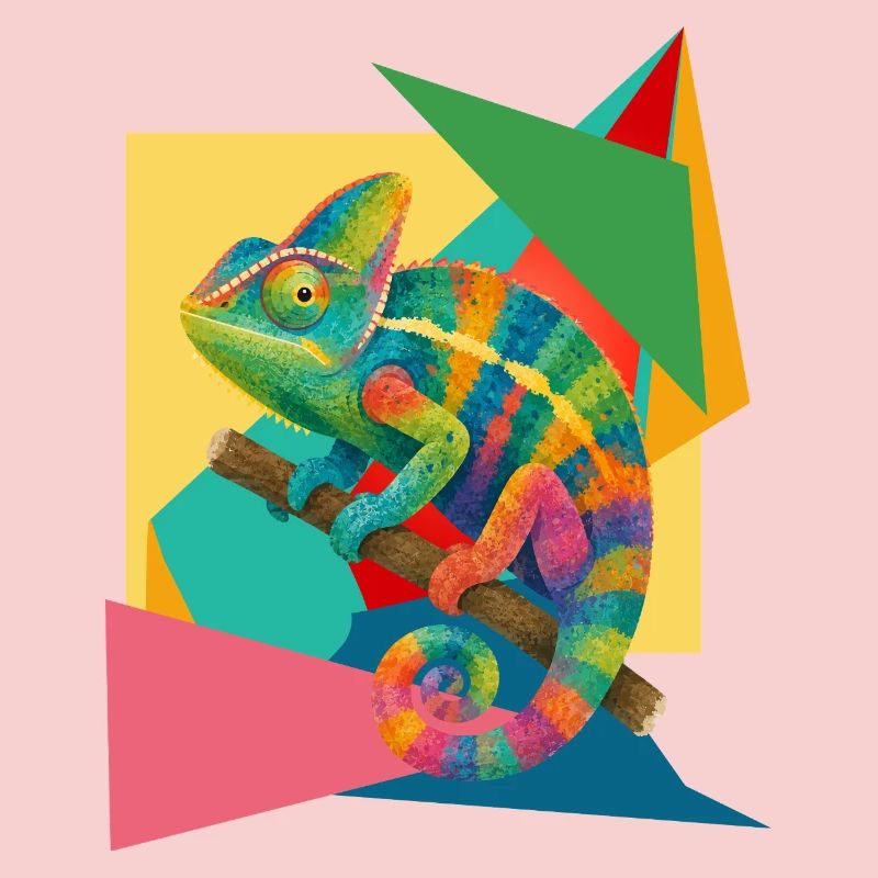Colorful Chameleon Geometry Art
