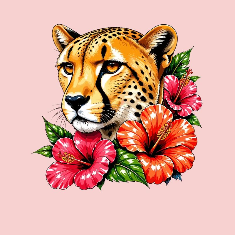 Leopard with Hibiscus Dream