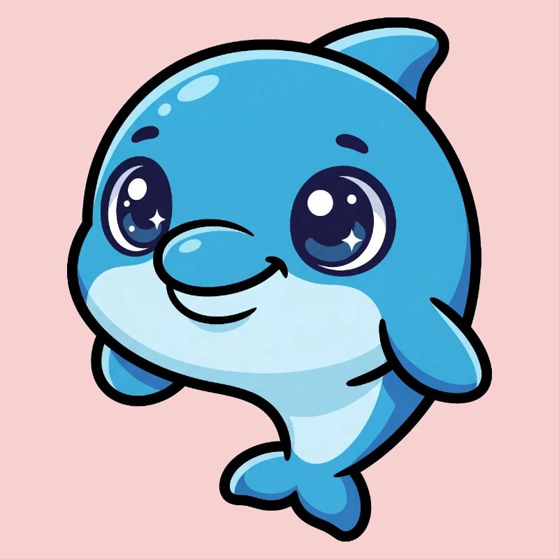 Laughing Dolphin Cartoon Blue