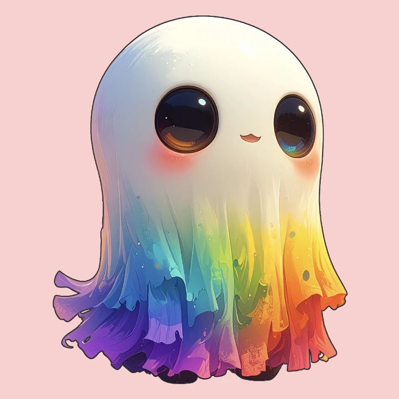 Fantôme arc-en-ciel flippant et mignon