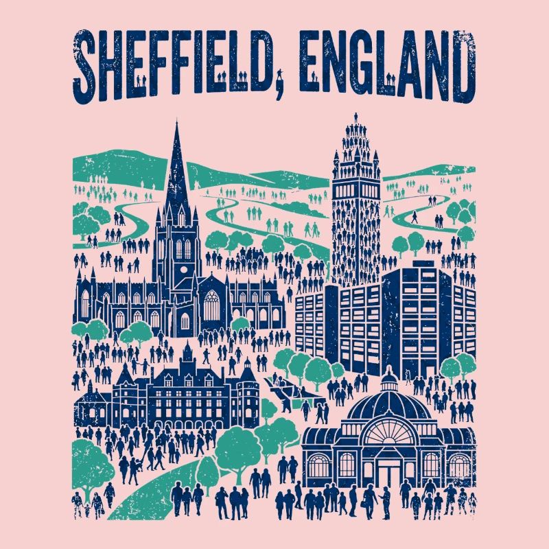 La silhouette de Sheffield, Angleterre, avec des monuments