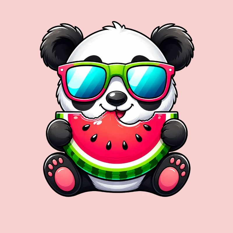 Panda mignon avec motif de dessin animé pastèque
