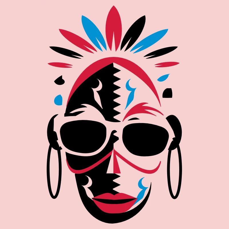 African mask with sunglasses