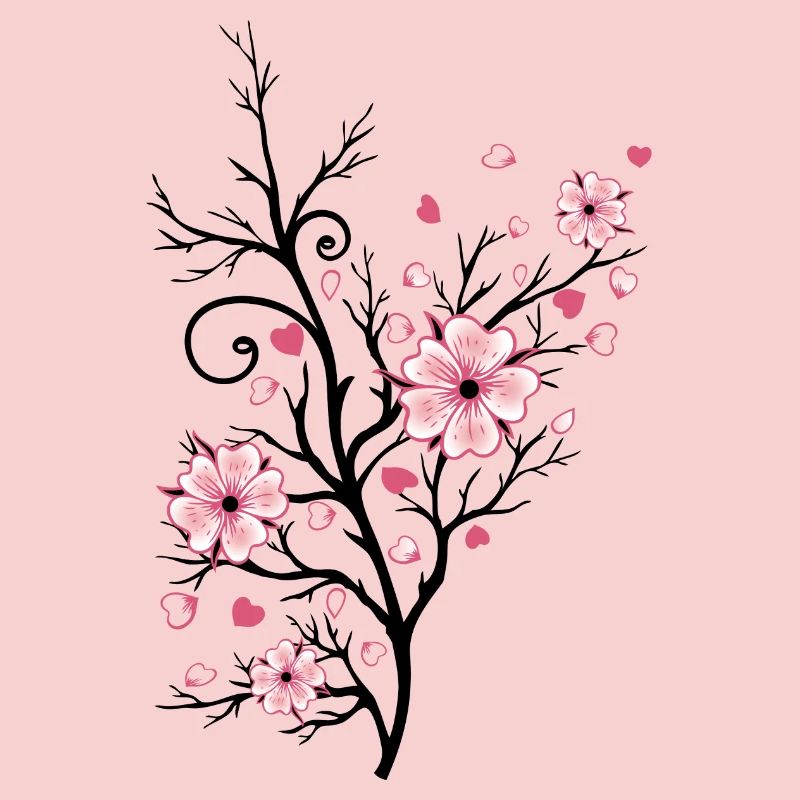 Cherry Tree Cherry Blossoms with Hearts Sakura Spring