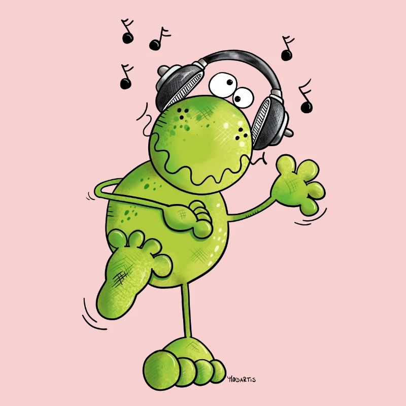 Frosch mit Kopfhörer