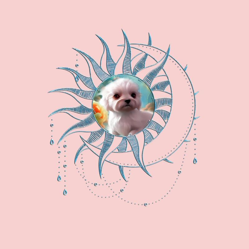 Chiot mignon avec des fleurs
