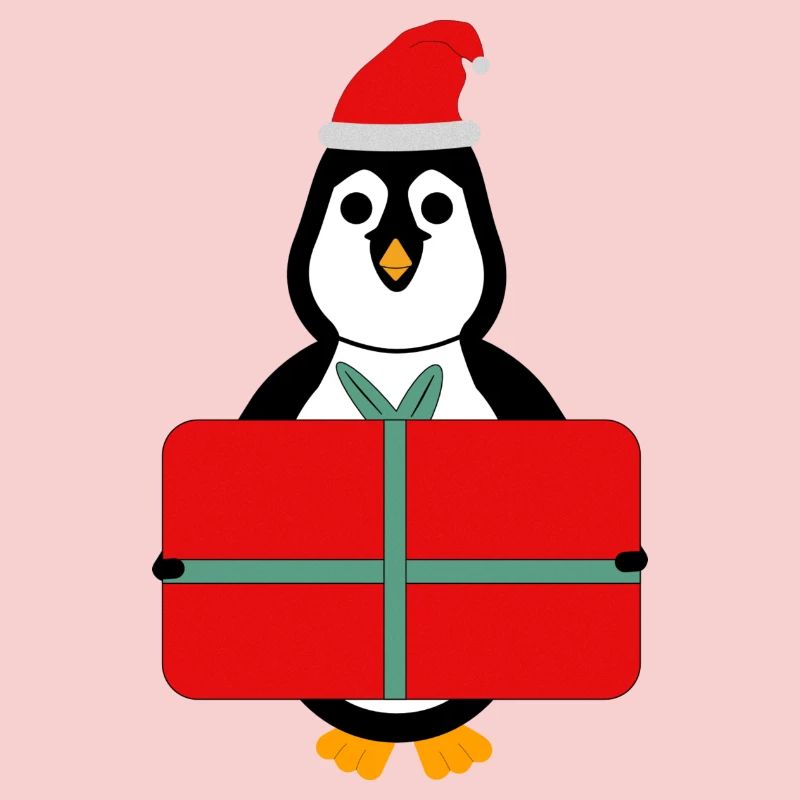 Penguin with gift - Christmas