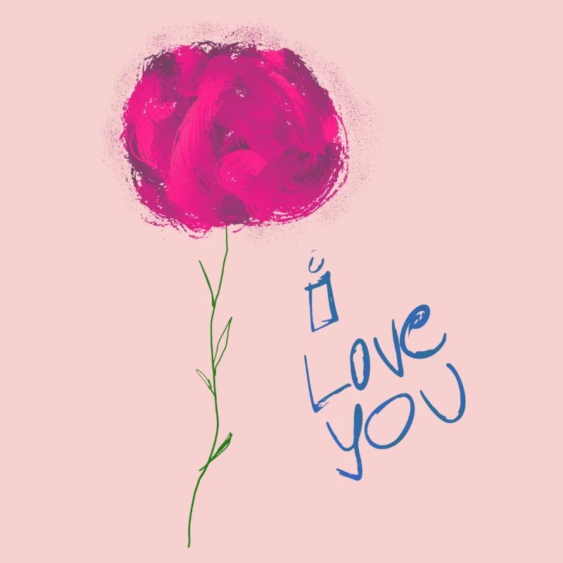 Abstrakte Blumenillustration mit Liebesbotschaft
