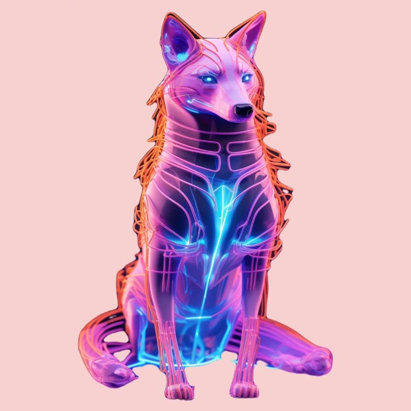 Neon Cyberwolf Kunstdesign