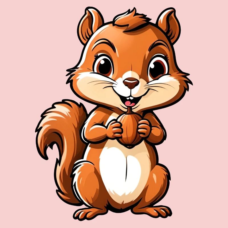 Niedliches Cartoon-Eichhörnchen mit Eichel