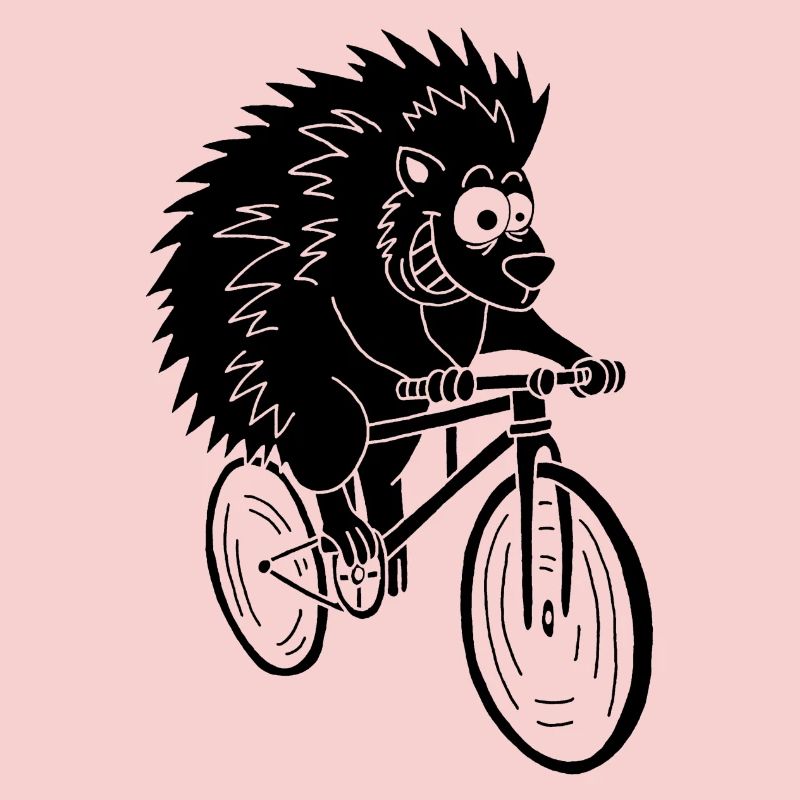 hérisson noir à vélo