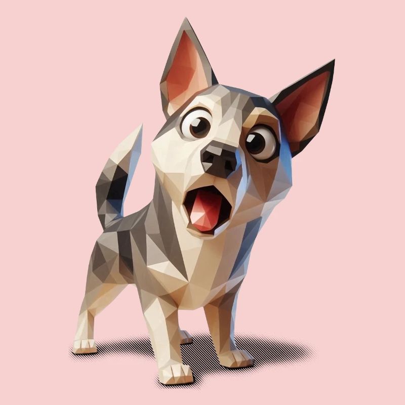 Überraschter Hundewelpe lowpoly