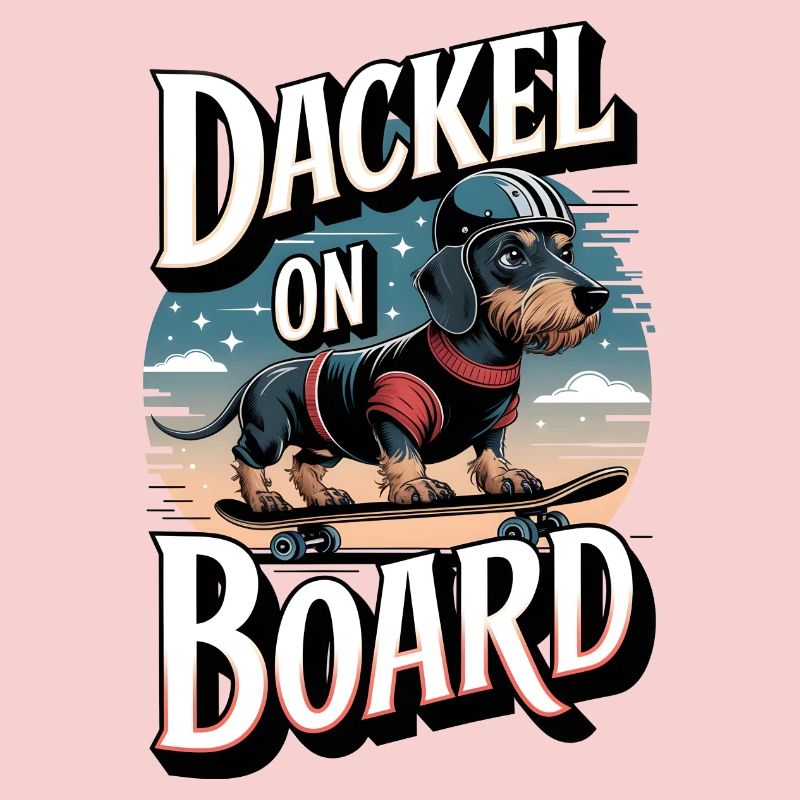 Teckel à bord Teckel à poil dur sur le skateboard
