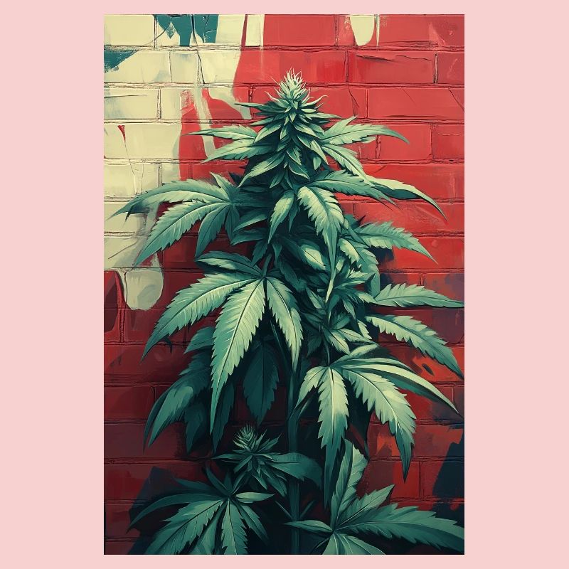 Cannabis Graffiti Green Wall