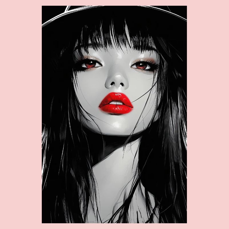 Red Lips Gothic Portrait