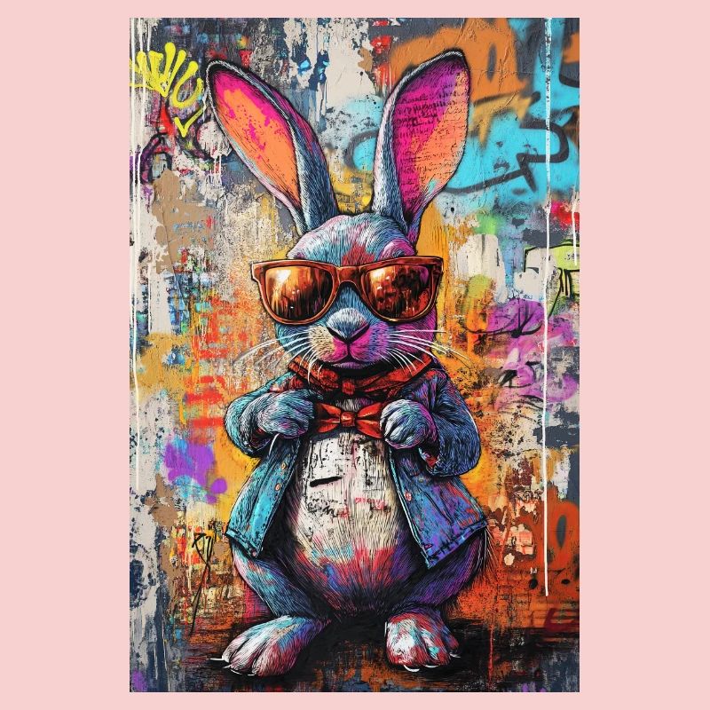 Bunter Graffiti Hase Sonnenbrille
