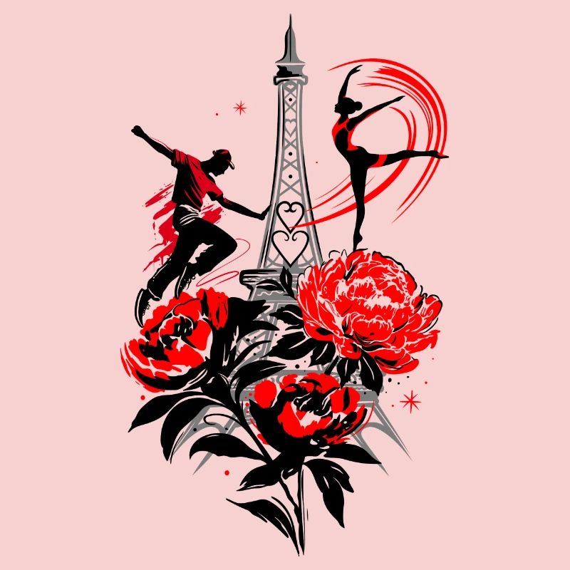 Dancer Paris Silhouette, Red Black Abstract