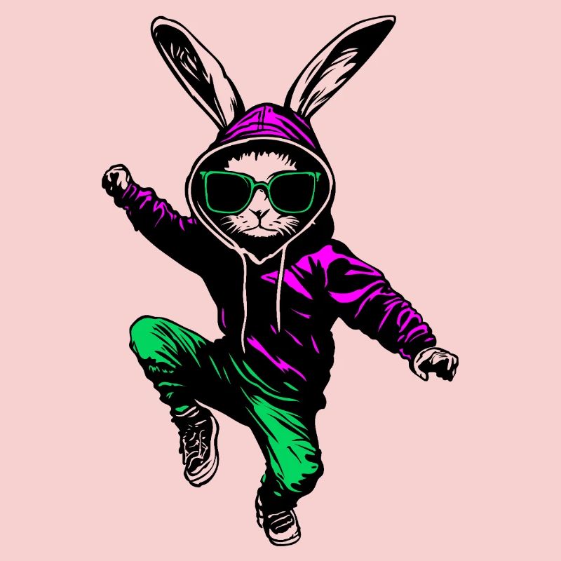 Cool bunny lapin de Pâques en jogger avec lunettes de soleil