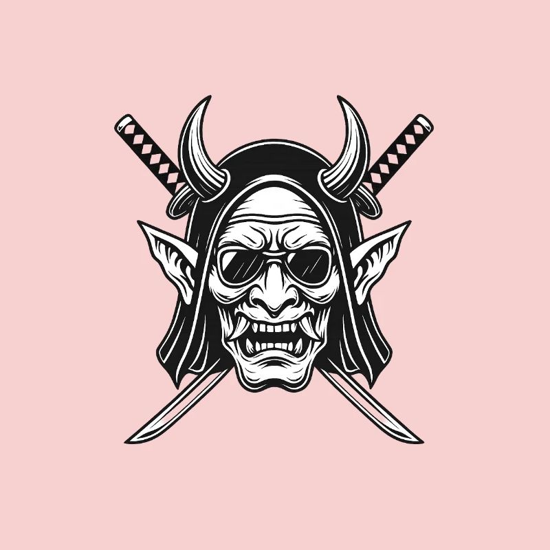 Logo de la tête et des épées du démon