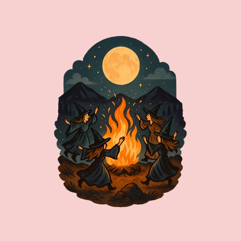 Witch Dance at Full Moon – Magic Fire Ritual