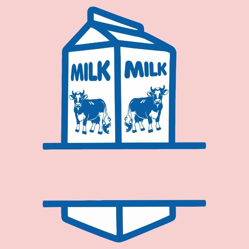 Blauer Milchkarton mit Kuh-eigenem Text