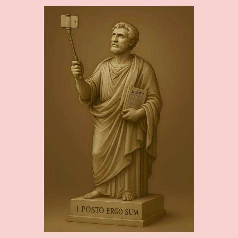 Barocker Philosoph mit Selfie-Stick