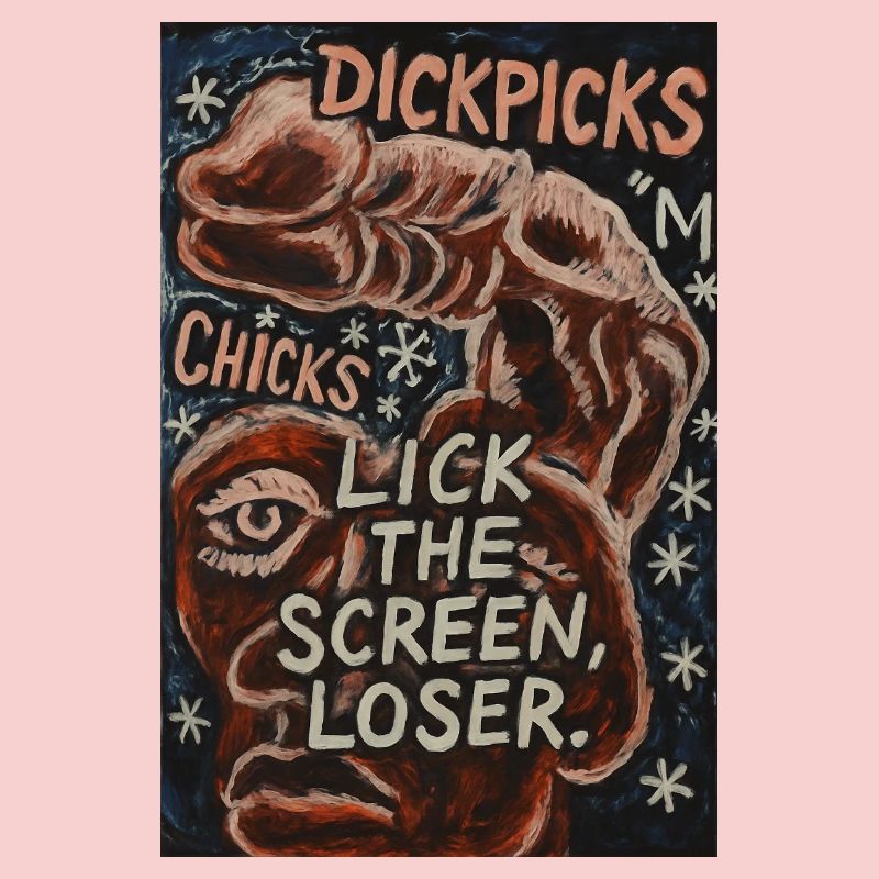 Provocative artistic graphics with witty text