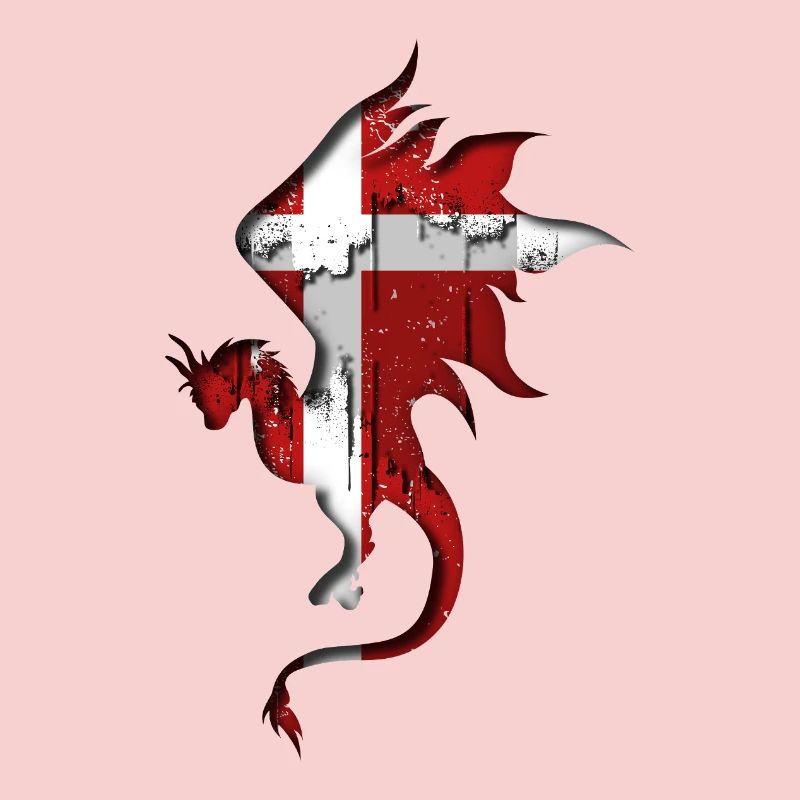 Drapeau du Danemark - Danemark - Silhouette de dragon